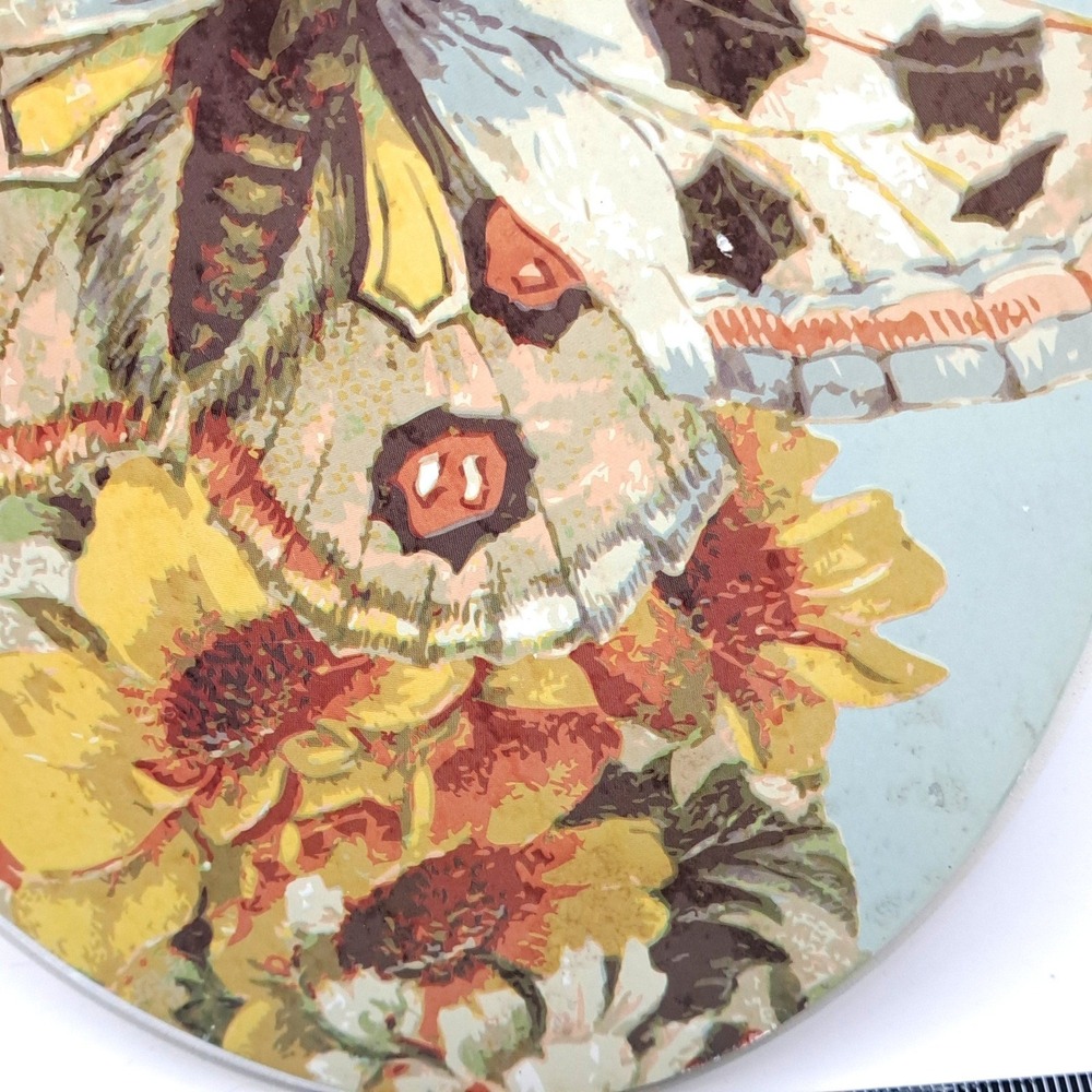 Elements Oval Wall Plaque Butterfly Moth Sunflower NEW 11x8 Blue Postmark Decor - Picture 3 of 9